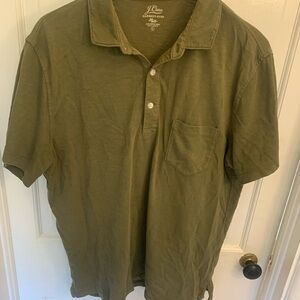 J. Crew Men's Olive Green Garment Dyed Polo Shirt